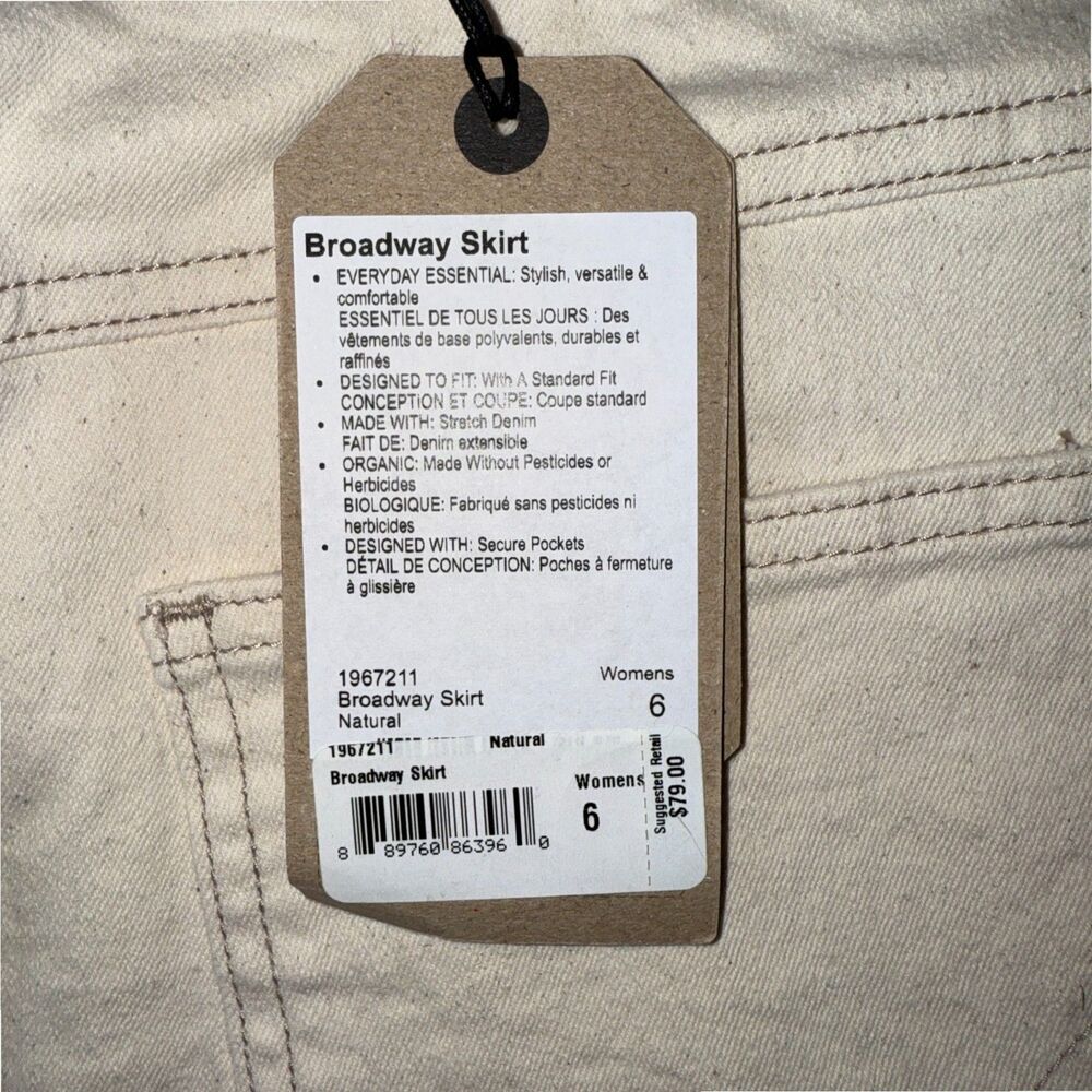 NWT Prana Broadway Skirt Stretch Denim Natural Zip Pockets Size 6 - Picture 8 of 9
